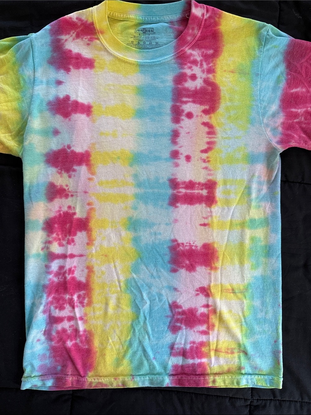Jerzees Kids Tie-Dye Tee in Yellow, Blue & Pink